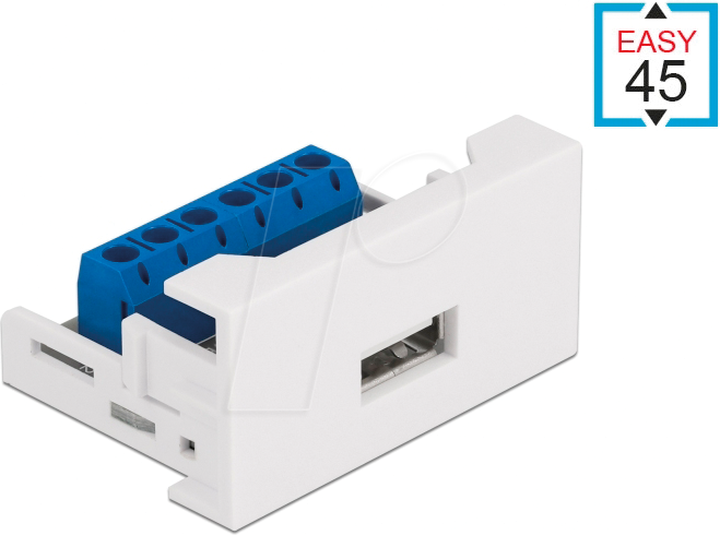 DELOCK 81343 - Easy 45 Modul USB 2.0 Typ-A Buchse zu Terminalblock 22,5 x 45 mm