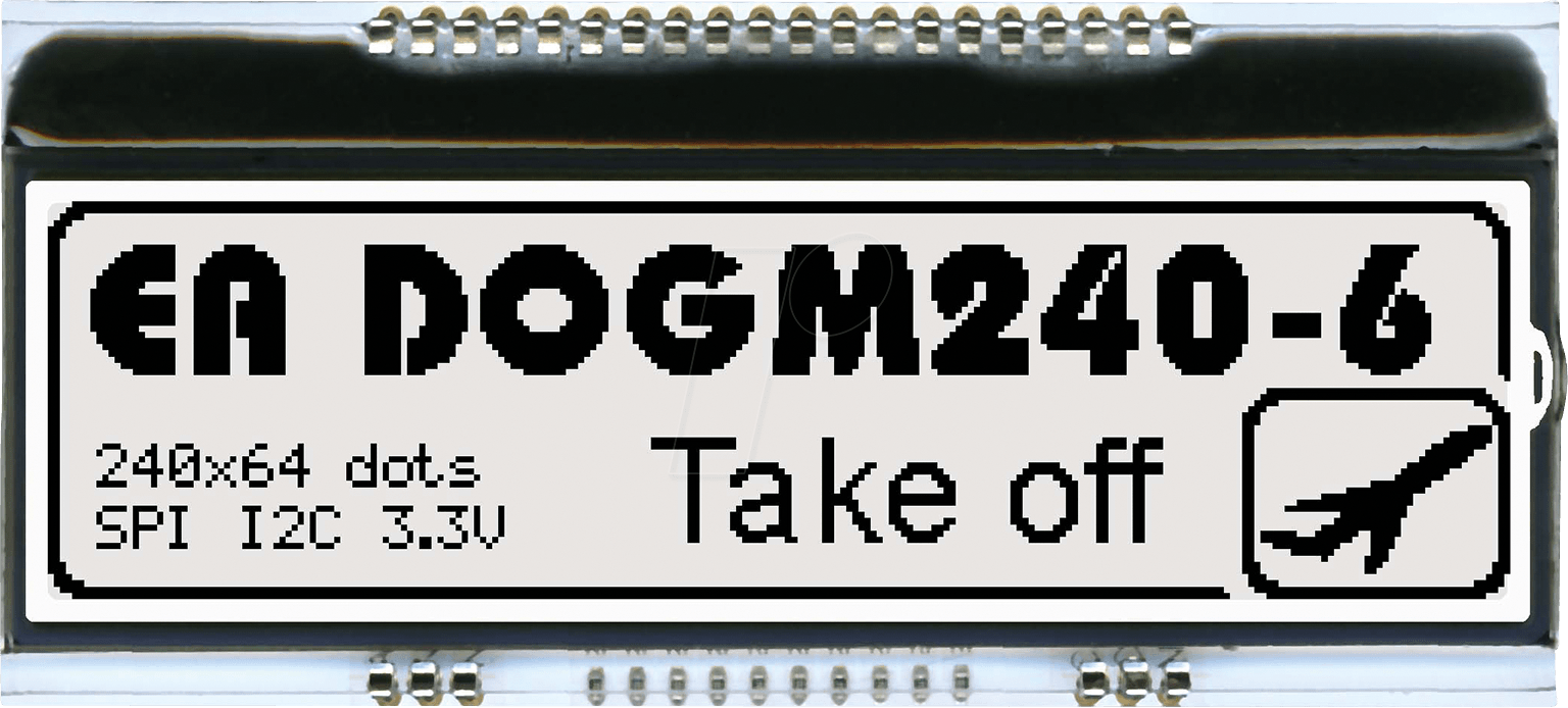 EA DOGM240N-6 - LCD-Grafikmodul, 82,8 x 20,14 mm, weiß