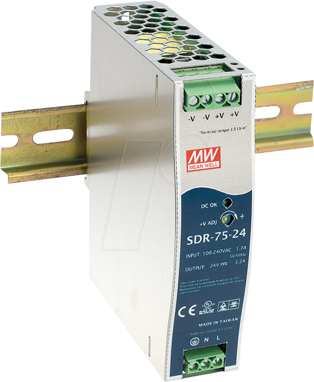 MW SDR-75-48 - Schaltnetzteil, Hutschiene, 75 W, 48 V, 1,6 A