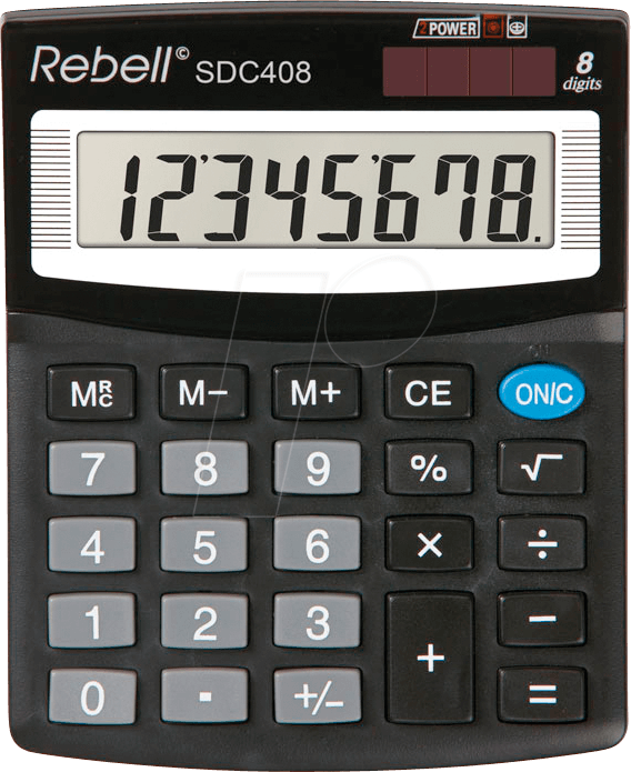 REBELL SDC408 - Taschenrechner, 8 Stellen, schwarz