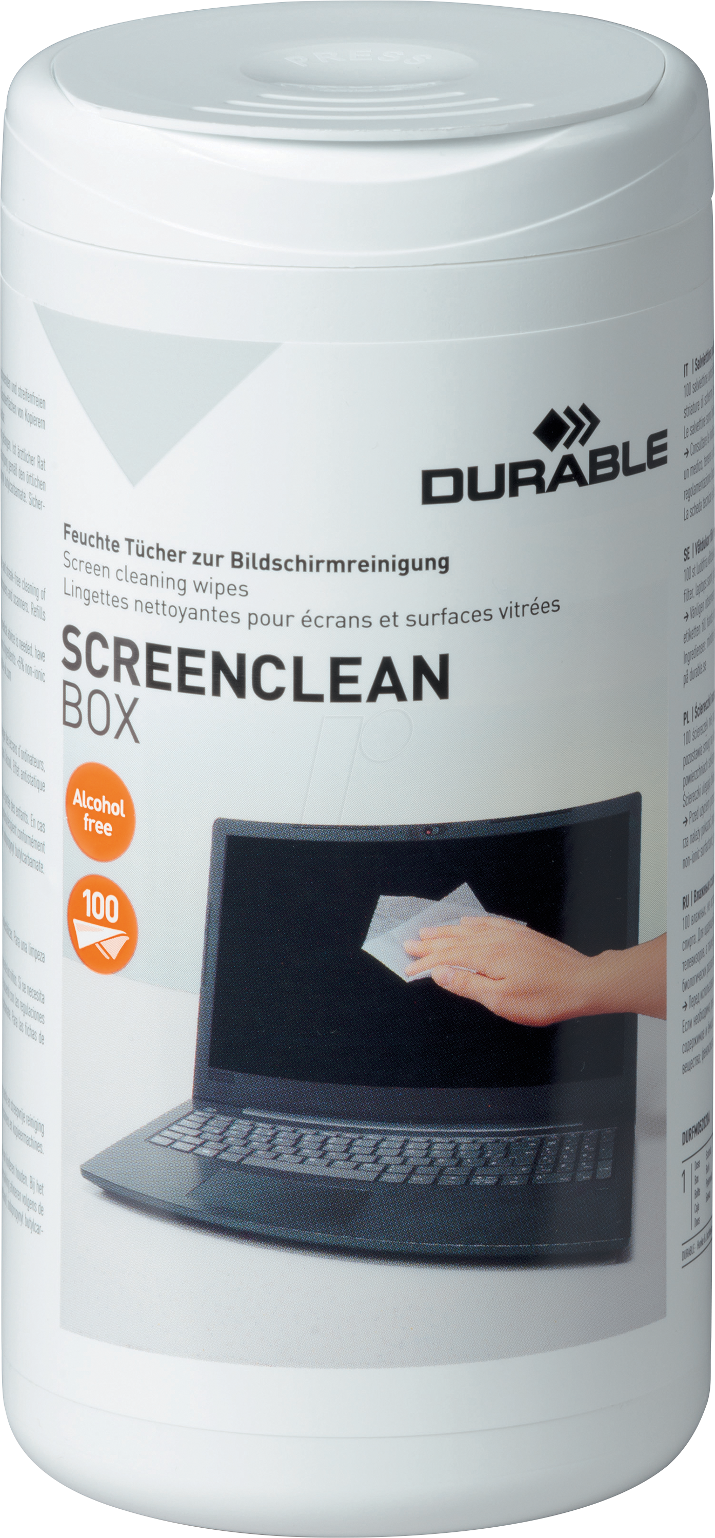 DURABLE 573602 - Reinigungstücher, Spenderdose mit 100 Tüchern