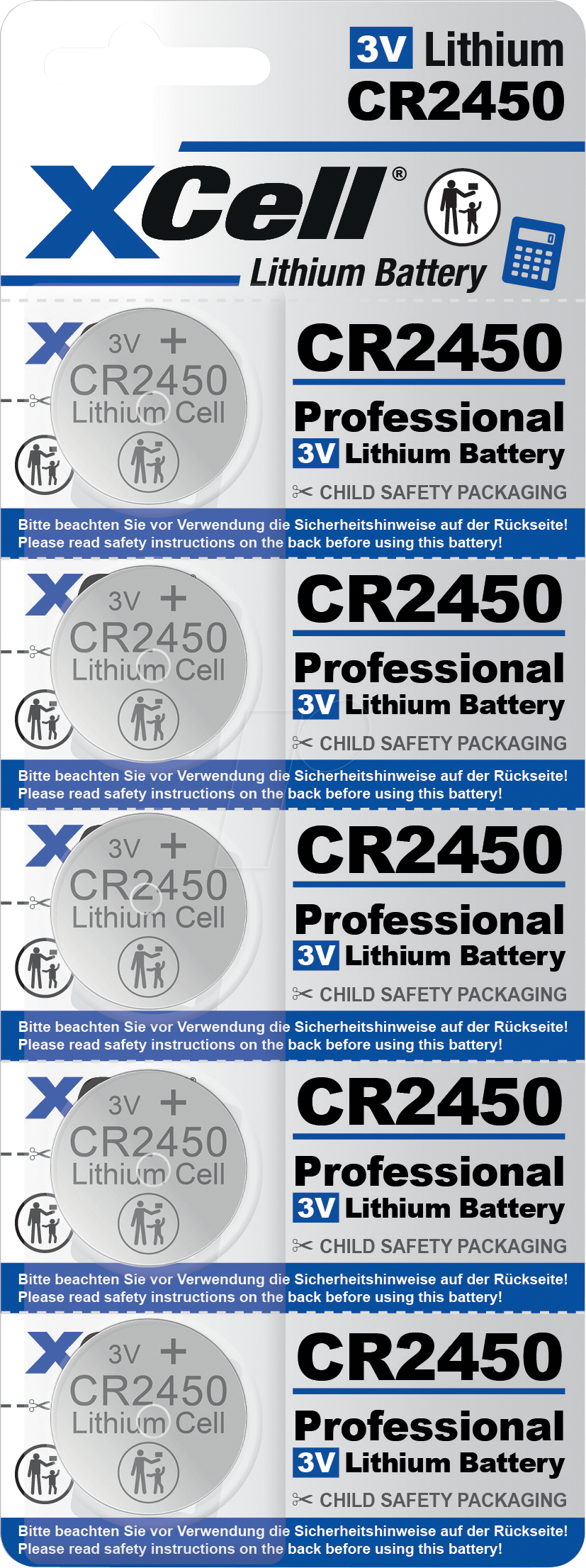XCELL CR2450 5X - Lithium-Knopfzelle CR2450, 5er Blister