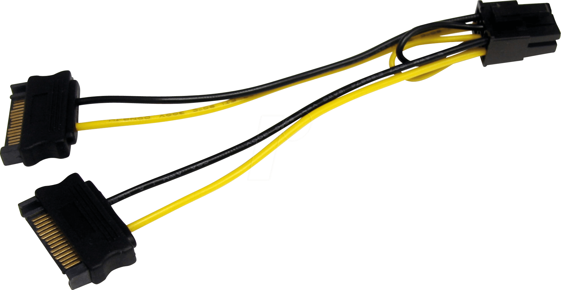 ST SATPCIEXADAP - 2x 15-pin SATA auf 6er PCI-E, 15 cm, schwarz/gelb