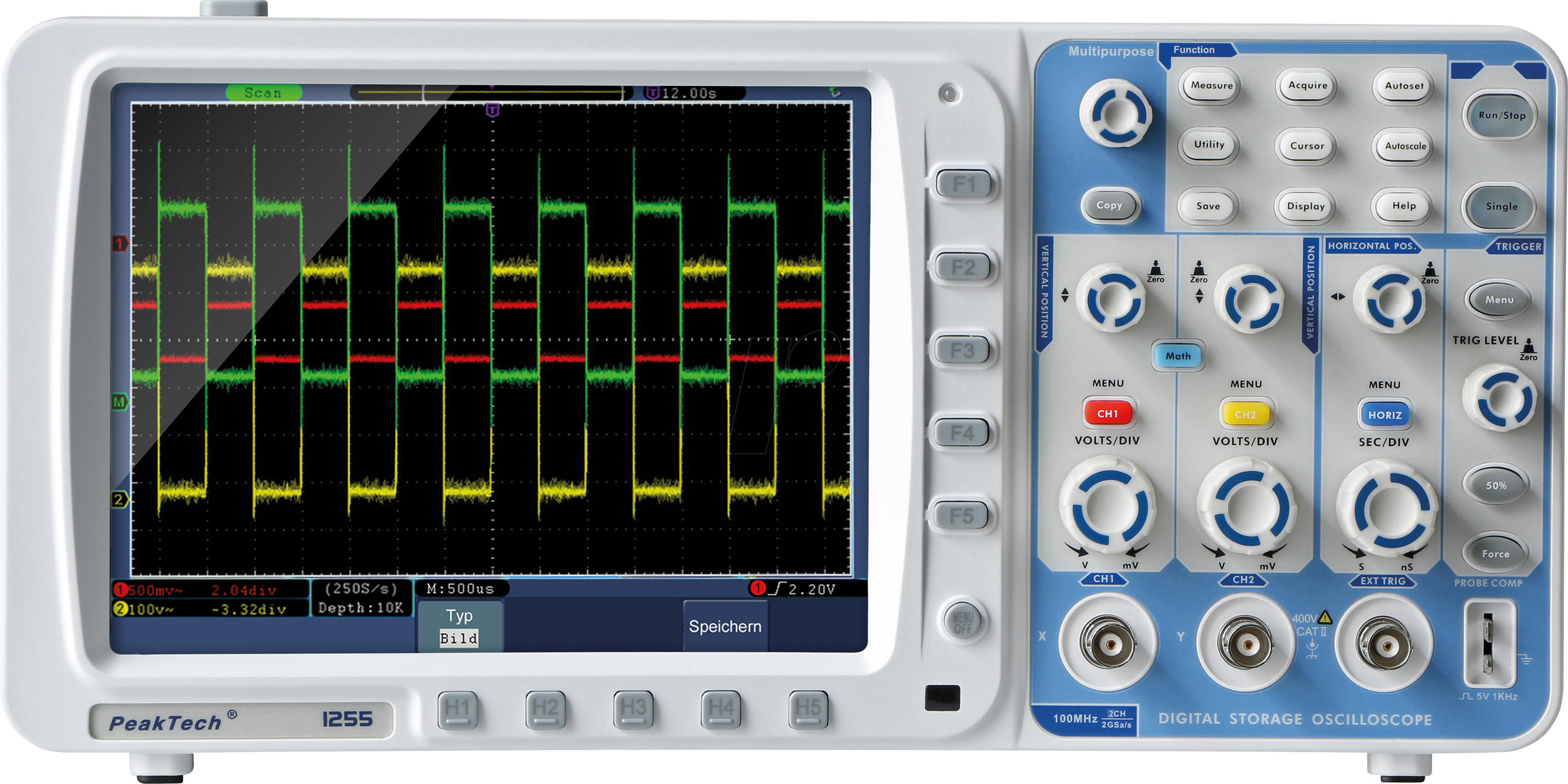 PEAKTECH 1255 - Digital-Speicher-Oszilloskop, 100 MHz, 2 Kanäle