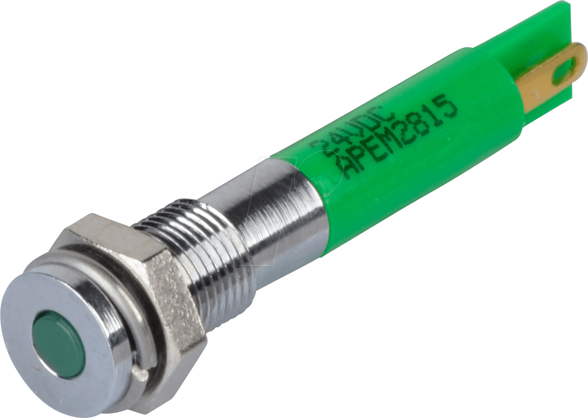 APM Q6P1C G24E - LED-Signalleuchte, grün, 24 V, Ø 6 mm, vorstehend, FASTON