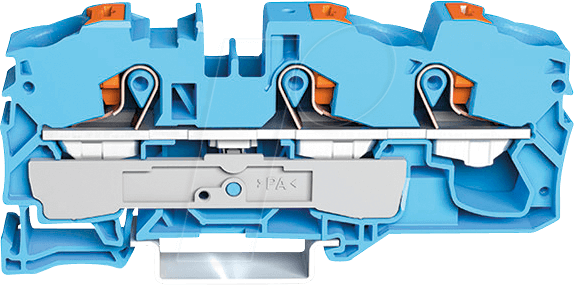 WAGO 2216-1304 - 3-Leiter-Durchgangsklemme, mit Drücker 16 mm², blau