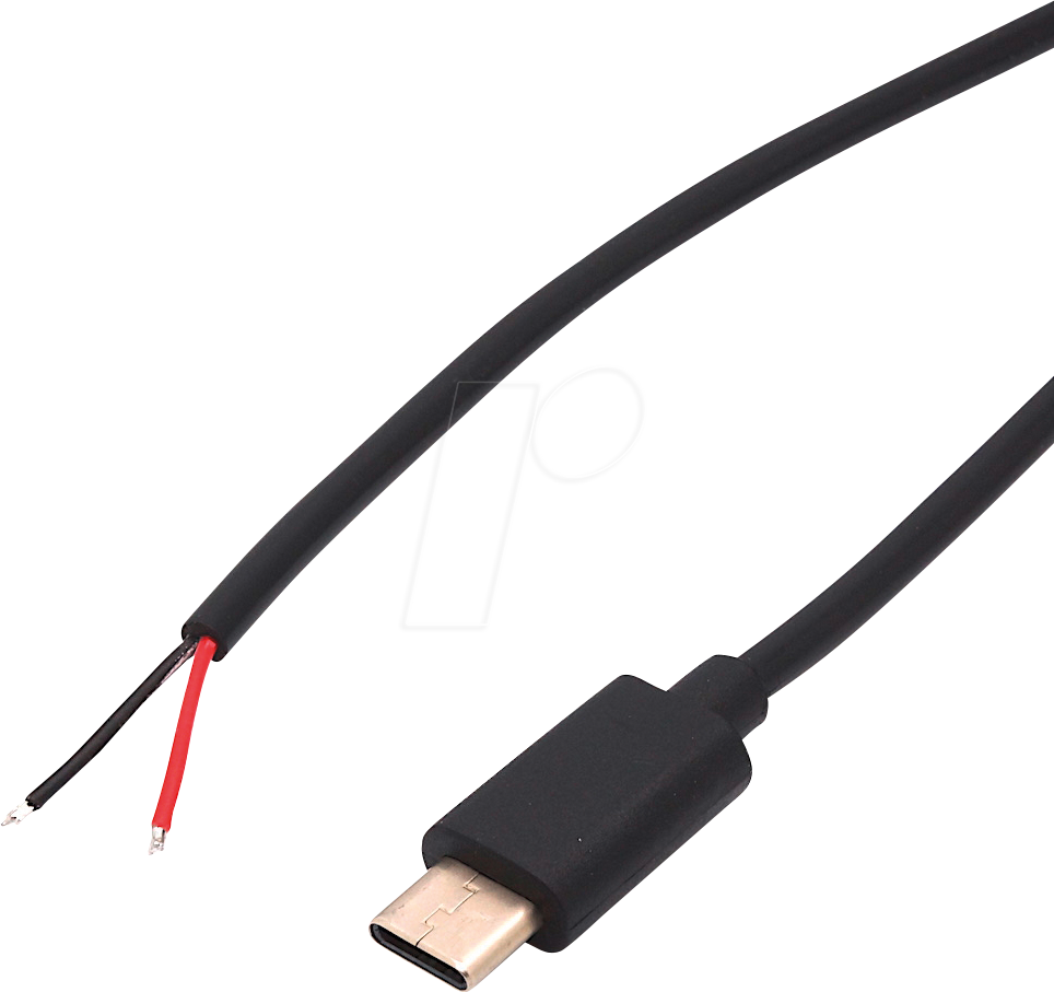 USB-C AWG22 100 - USB C Stecker auf freie Enden, sw, 100 cm