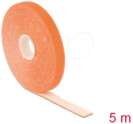 DELOCK 18743 - Klettband auf Rolle, 5 m x 13 mm, orange