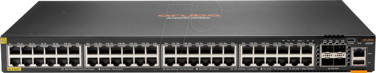 HP 6300F-48G - Switch, 52-Port, 5 Gigabit Ethernet, SFP56, PoE+