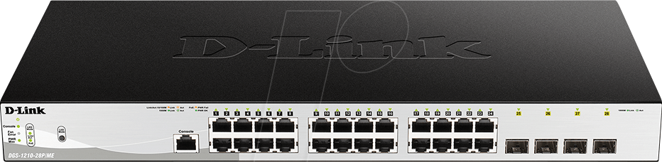 Thumbnail - D-LINK 121028PME - Switch, 28 Port, Gigabit Ethernet, PoE, SFP