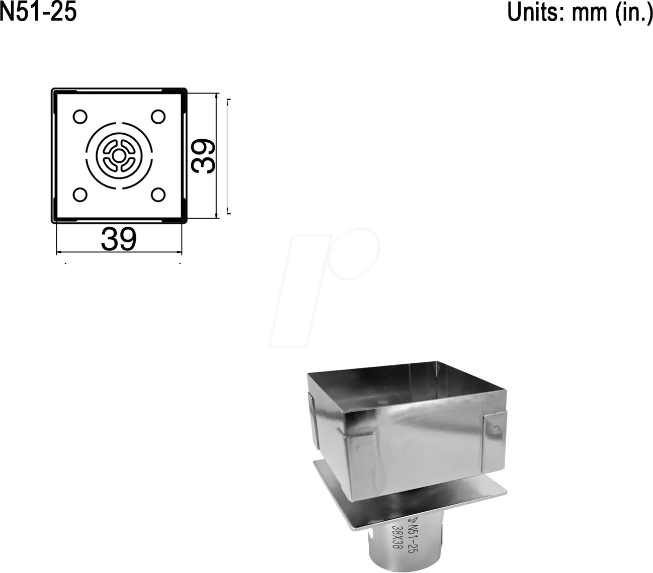 HAK N51-25 - Heißluftdüse N51-25, Schnellwechseltyp, Single, 39,0 x 39,0 mm