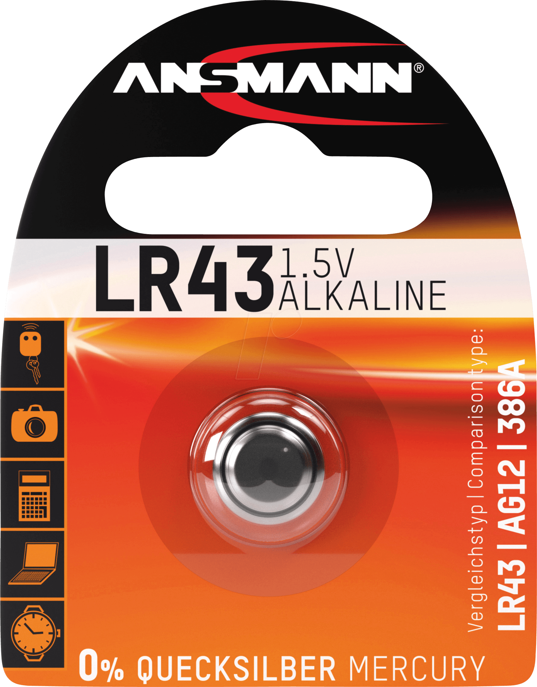 ANS 5015293 - Alkaline Knopfzelle, 95 mAh, LR43