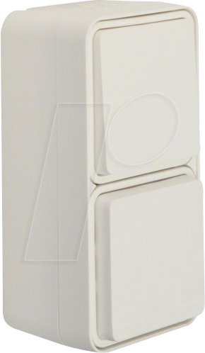 BERKER 47803512 - Kombi. Wechselschalter/Steckdose mit Klappdeckel AP W.1 polarwei