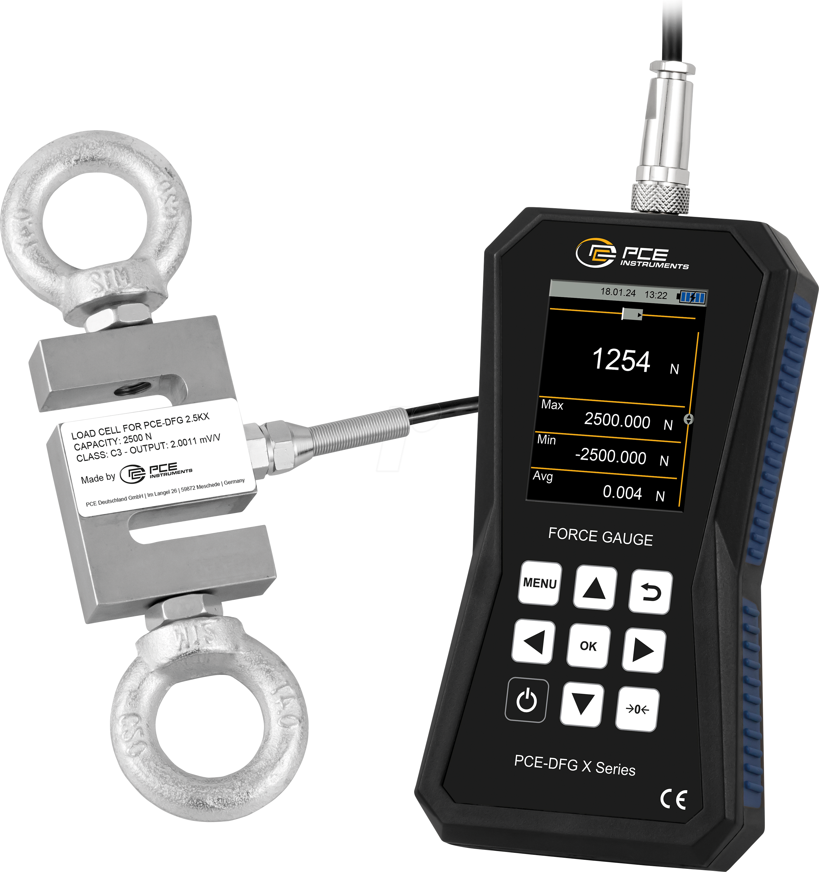 PCE DFG 2K5 X - Kraftmessgerät PCE-DFG 2K5 X, 0 -2.500 N