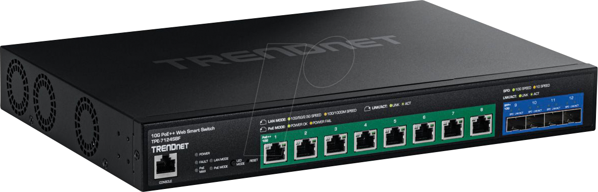 TRN TPE-7124SBF - Switch, 12-Port, Gigabit Ethernet, PoE++