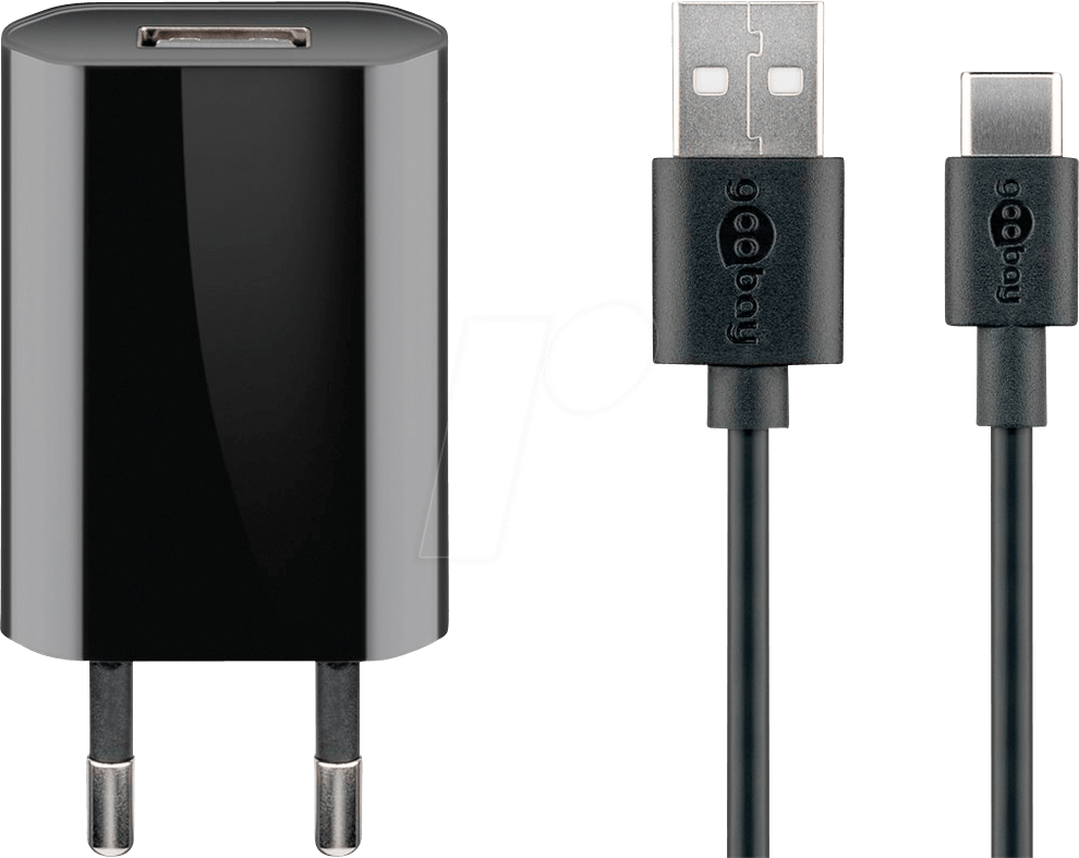 GOOBAY 45293 - USB-Ladegerät, 5 V, 1 A, USB-C, schwarz