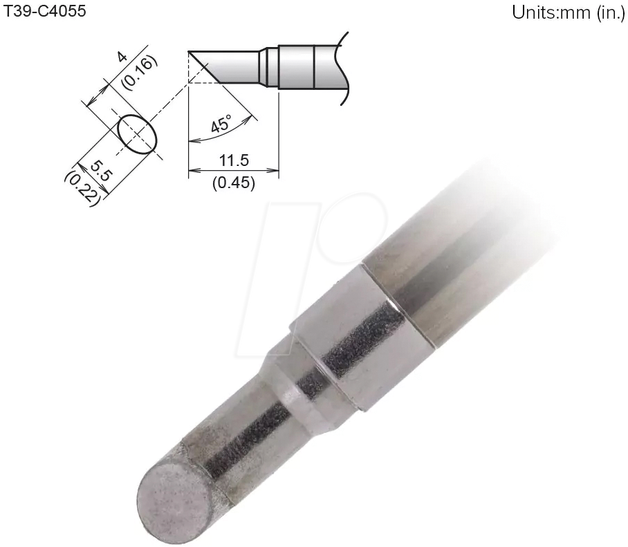 HAK T39-C4055 - Aktiv-Lötspitze T39-C4055, 4,0 mm, abgeschrägt, Fase