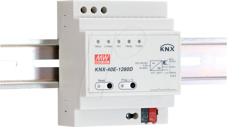 MW KNX-40E-1280D - KNX Schaltnetzteil, 38,4 W 1280 mA, Diagnose