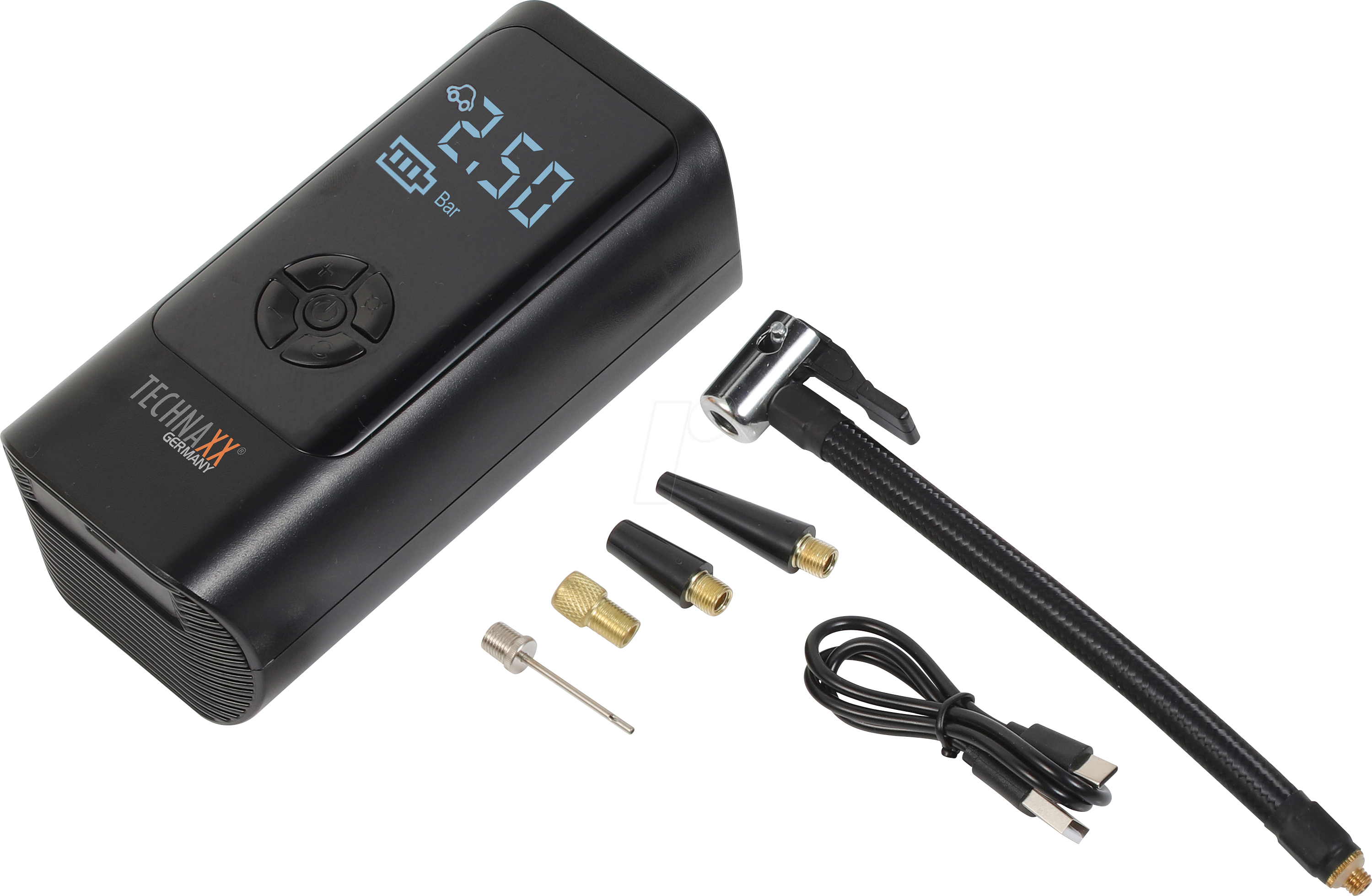 TECHNAXX TX-370 - Mobiler Kompressor, 10 Bar, Akku-Luftpumpe