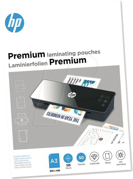 HP PLA9127 - Laminierfolien, Premium, DIN A3, 125 mic, 50 Stück