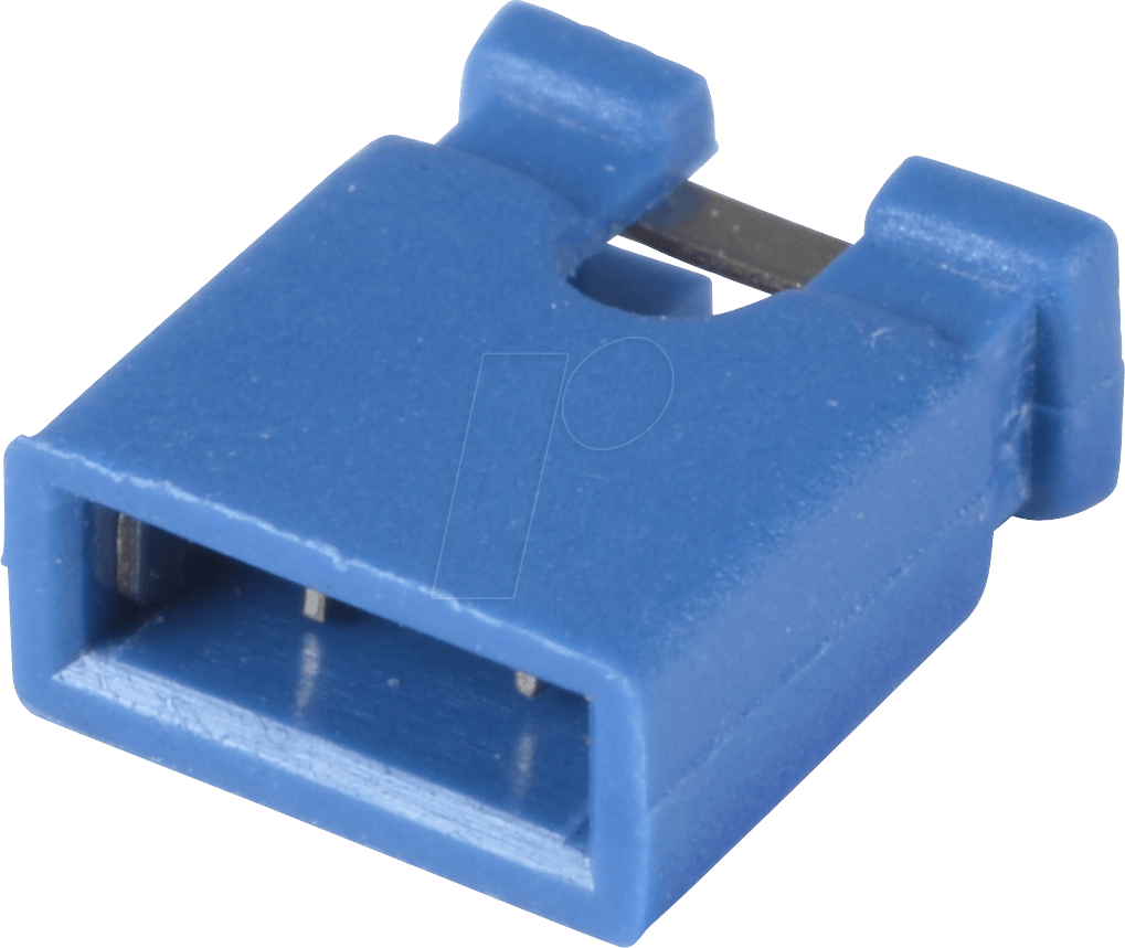 JUMPER 2,54 BL - Kurzschlussbrücke, blau, RM 2,54, vergoldet