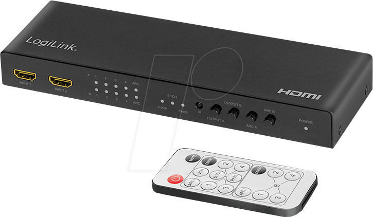 LOGILINK HD0049 - HDMI-Matrix-Switch, 4x2-Port, 4K/60 Hz, Scaler