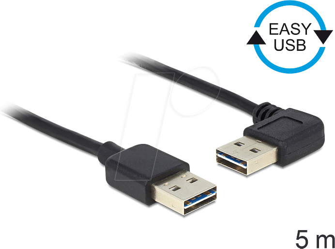 DELOCK 83467 - USB 2.0 Kabel, EASY A Stecker auf A Stecker 5 m