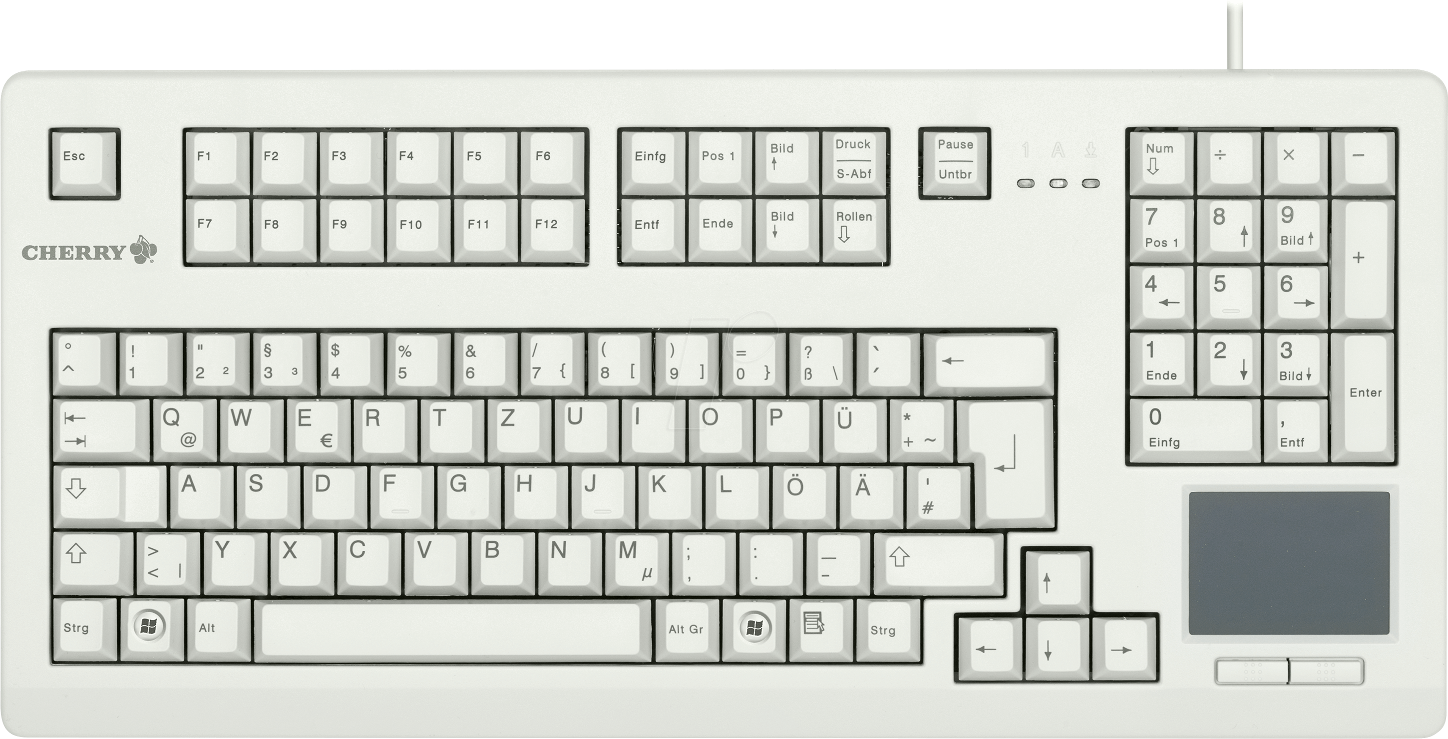 G80-11900LUMEU-0 - Tastatur, USB, grau, Touchpad, US-Layout