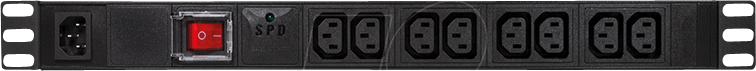 LOGILINK PDU8A02 - 19'' Steckdosenleiste 8-fach IEC320 C13, mit ÜSS und Schalter