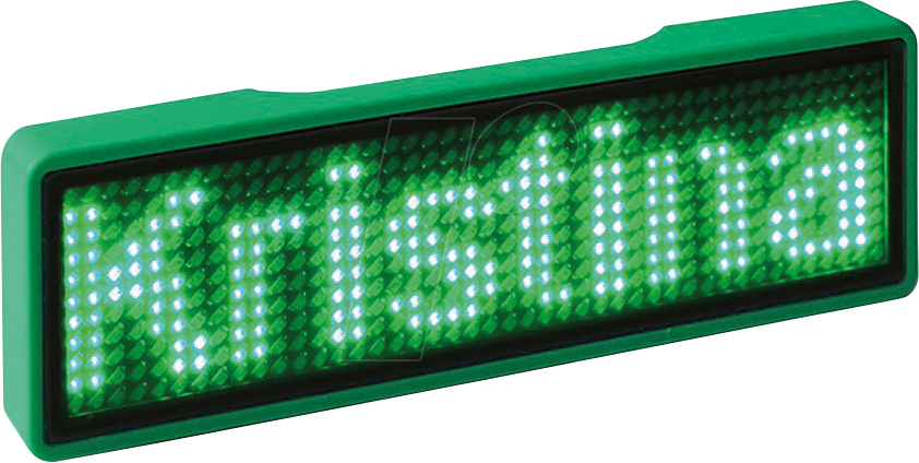 LED NAME UN GR - LED Name Tag, 11x44 Pixel, USB - Rahmen: unifarben - LED: grün