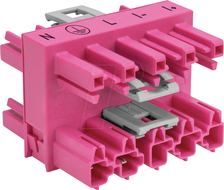 WAGO 770-1746 - WINSTA® MIDI, 3-fach-Verteiler, 5-polig, pink