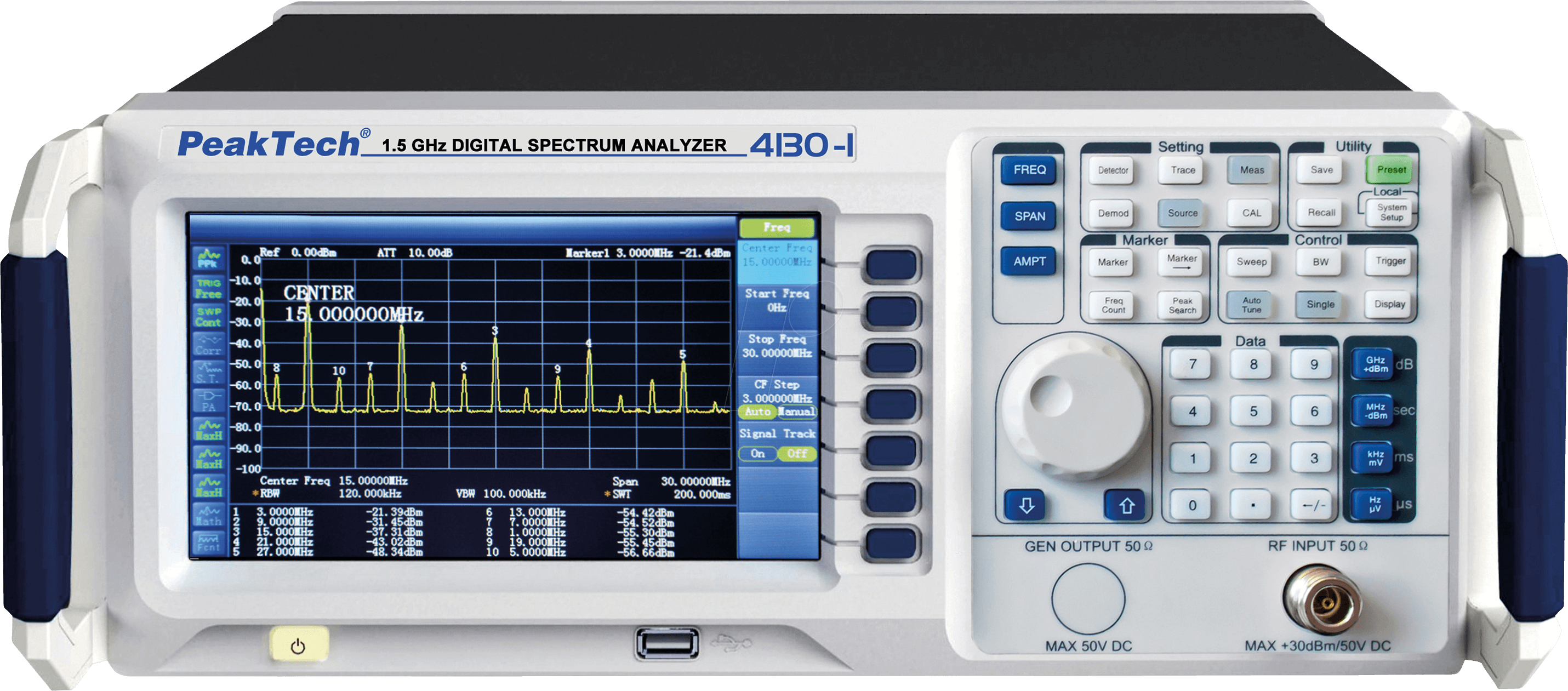 PEAKTECH 4130-1 - Spektrumanalysator, 9 kHz bis 1500 MHz, LAN, USB