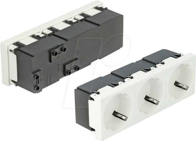 DELOCK 81323 - Easy 45 Schutzkontakt-Steckdose 3-fach 45°, 45 x 45 mm 5 Stück
