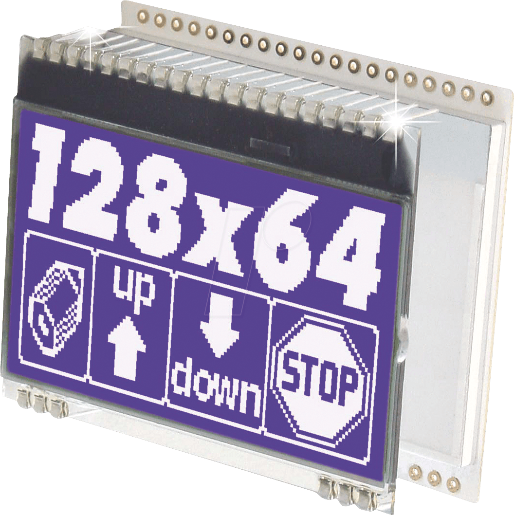 Thumbnail - EA DOGM128S-6 - LCD-Grafikmodul, 55 x 46 mm, schwarz