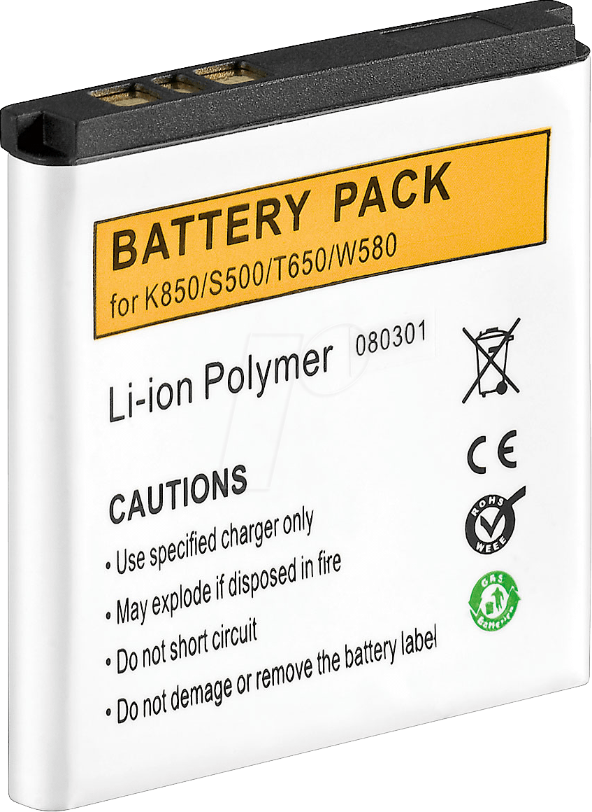 HCP 1580-LIP - Ersatzakku für Sony Ericsson, W580i / W760i, Li-Pol, 800 mAh