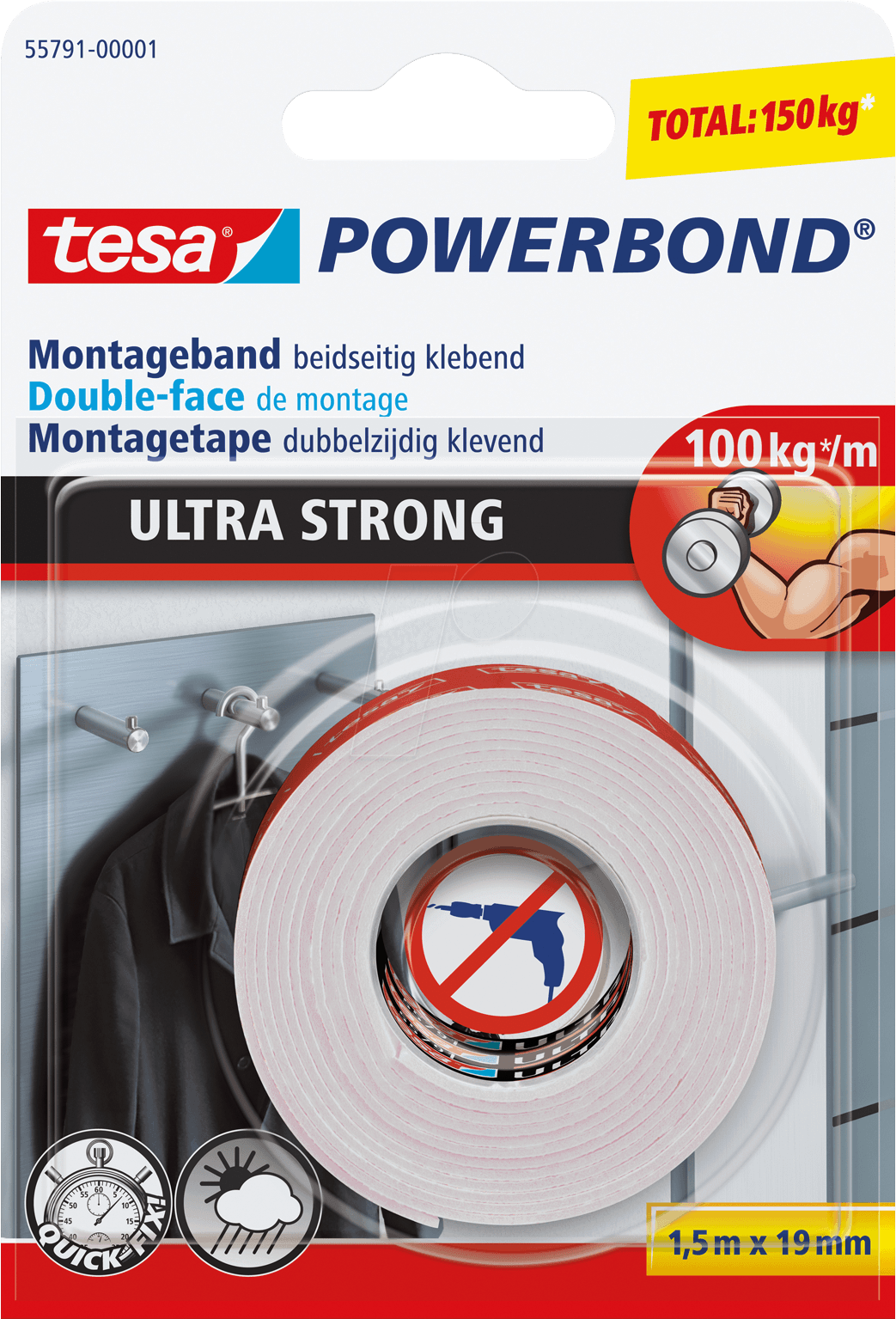 TESA 55791 - Montageband tesa Powerbond® Ultra Strong, 1,5 m x 19 mm