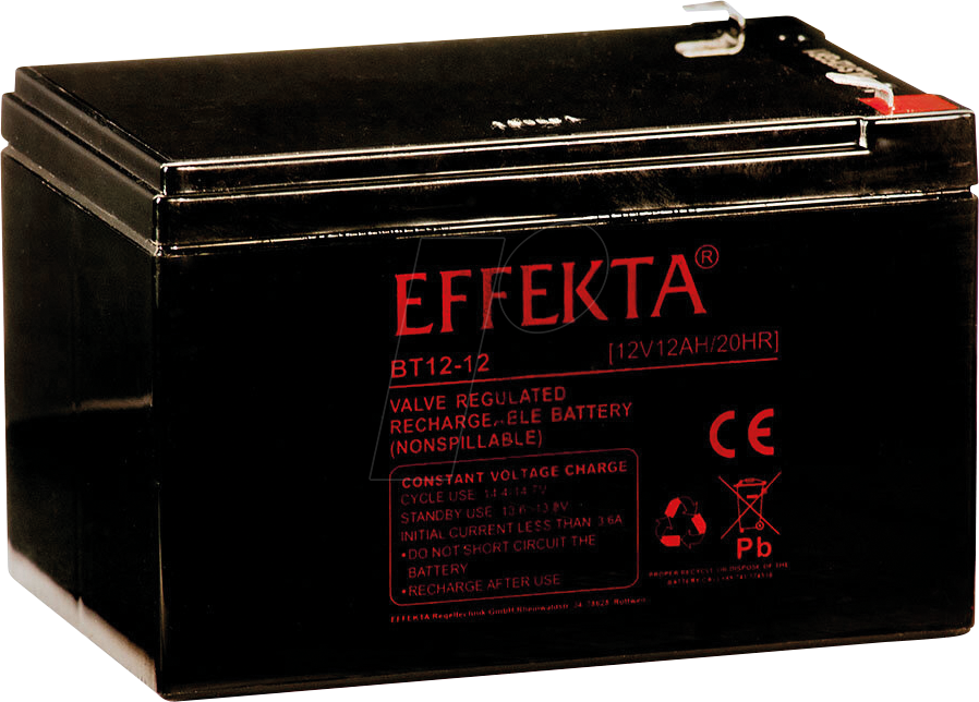 EFKTA BT12-12L - Blei-Vlies-Akku, AGM, 12V, 12 Ah