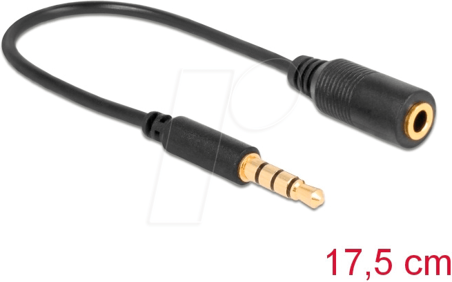 DELOCK 62498 - Audio Kabel, 3,5 mm 4 Pin Klinkenstecker, Pinwechsler, 17,5 cm