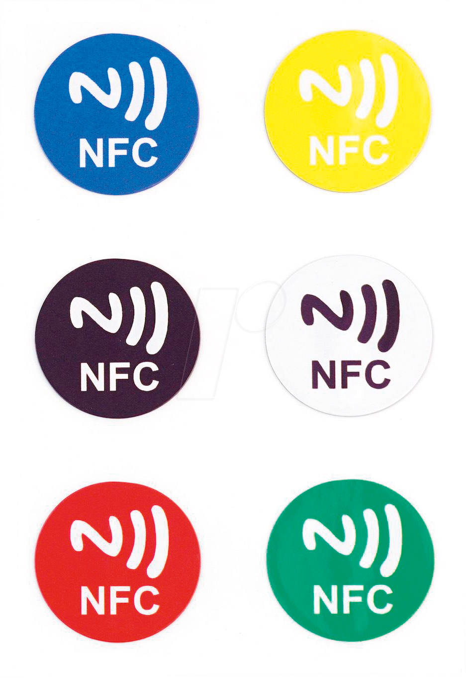 BERRYBASE 125452 - RFID / NFC Tags, selbstklebend, farbig, 6 Stück