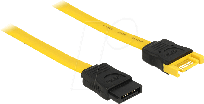 DELOCK 82855 - Kabel SATA 6 Gb/s Stecker>Buchse 30 cm gelb