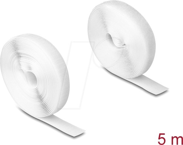 Thumbnail - DELOCK 20919 - Strapazierfähiges Klettband Set auf Rolle, L 5 m x B 20 mm weiß
