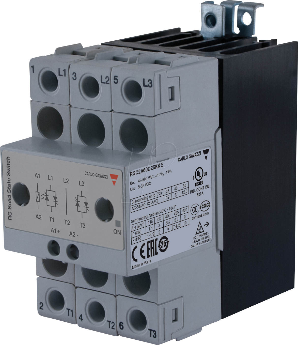 RGC2A60D25KKE - Halbleiterrelais Typ RGC, 2-pol, 32 A, 42 - 660 V AC