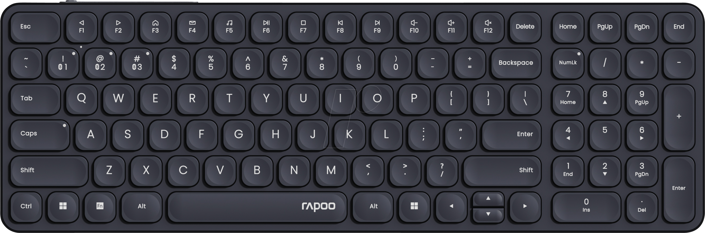 RAPOO E9310M SW - Funk-Tastatur, Bluetooth/Funk, schwarz, DE