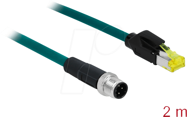 DELOCK 85442 - Netzwerkkabel M12 Stecker 4 Pin D-kodiert > RJ45 Stecker 2 m