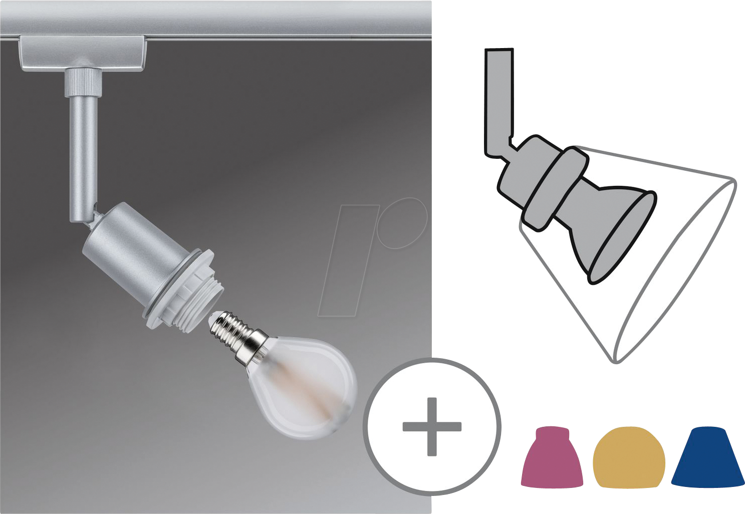 PLM 96968 - URail Schienenspot DecoSystems Basic, E14, max. 20 W, dimm, chro