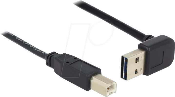 DELOCK 83519 - USB 2.0 Kabel A Stecker > B Stecker, gewinkelt, 1 m, schwarz