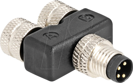 DELOCK 60577 - M8 Y-Splitter, A-kodiert, 4 Pin, 1x Stecker > 2x Buchse