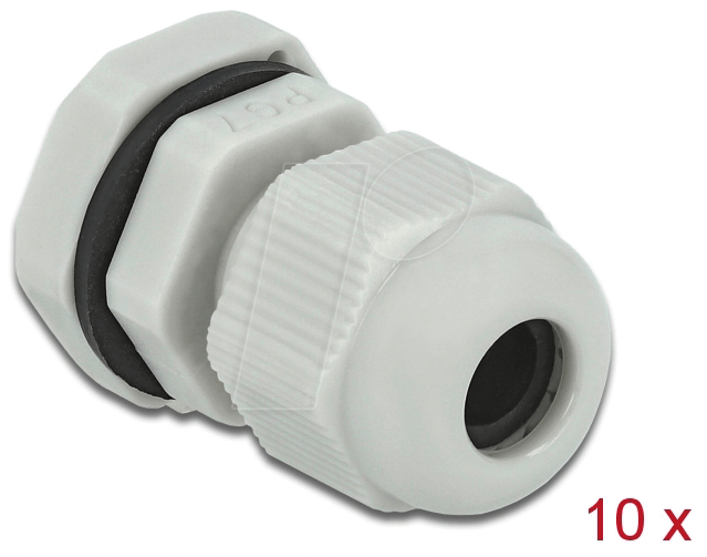 DELOCK 60193 - Kabelverschraubung, PG7, grau, 10er-Pack