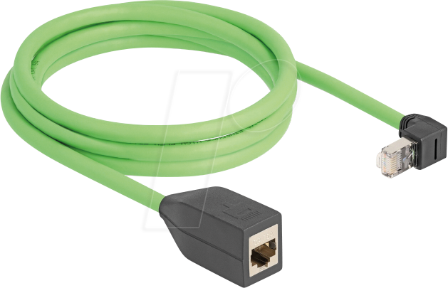 DELOCK 80884 - Cat.6a Verlängerungskabel, oben gewinkelt, SF/UTP, 2 m, grün
