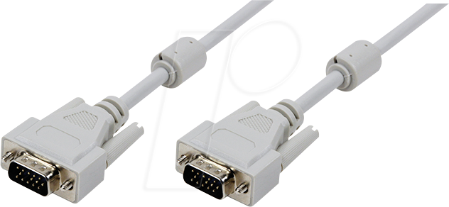 Thumbnail - LOGILINK CV0034 - VGA Monitor Kabel 15-pol VGA Stecker, 2x Ferrrit, grau, 1,8 m